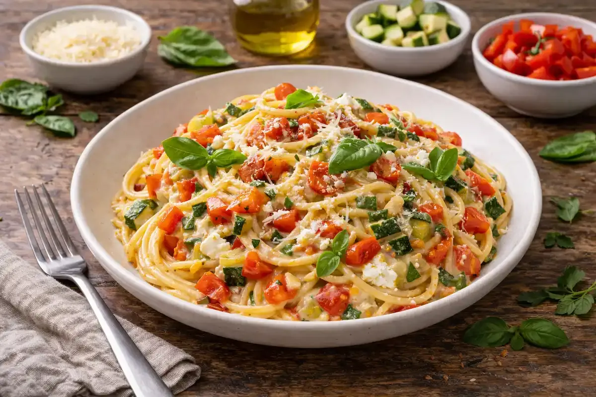 Špageti s umakom od povrća i ricottom recepet