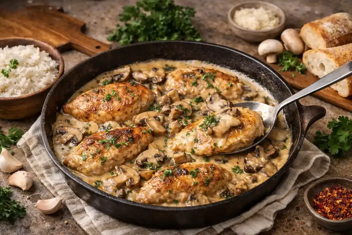 Piletina u sosu od gljiva