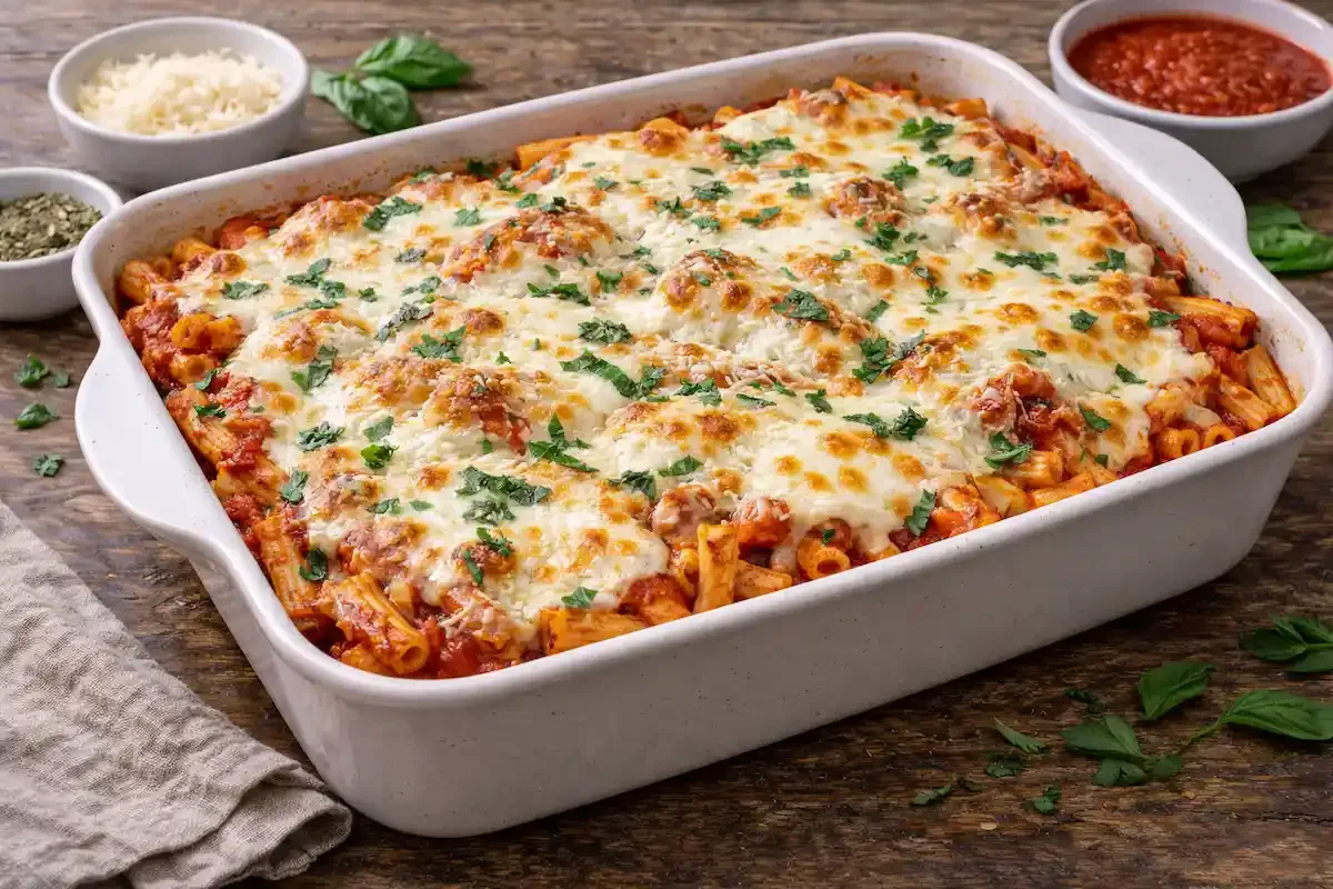 Zapečena tjestenina s paradajzom i mocarelom recepet